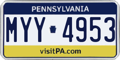 PA license plate MYY4953