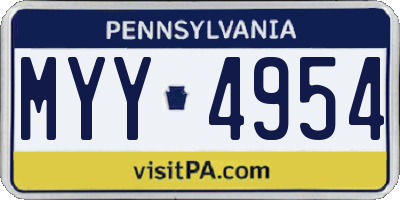 PA license plate MYY4954