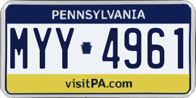 PA license plate MYY4961