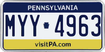 PA license plate MYY4963