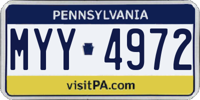 PA license plate MYY4972