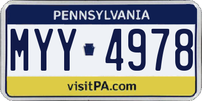 PA license plate MYY4978