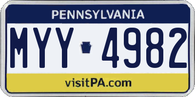 PA license plate MYY4982