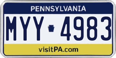 PA license plate MYY4983