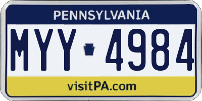 PA license plate MYY4984