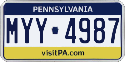PA license plate MYY4987