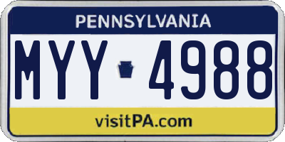 PA license plate MYY4988