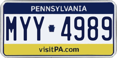 PA license plate MYY4989