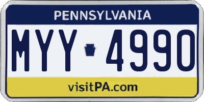 PA license plate MYY4990