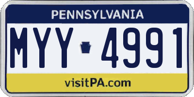 PA license plate MYY4991