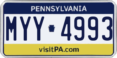 PA license plate MYY4993