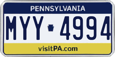 PA license plate MYY4994