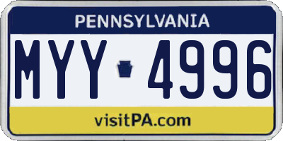 PA license plate MYY4996