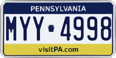 PA license plate MYY4998
