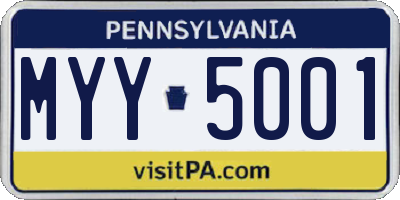 PA license plate MYY5001