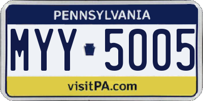 PA license plate MYY5005