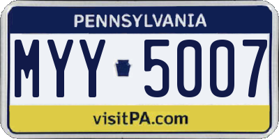 PA license plate MYY5007