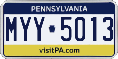 PA license plate MYY5013