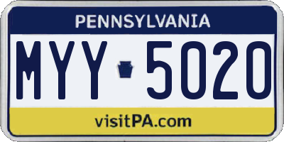 PA license plate MYY5020