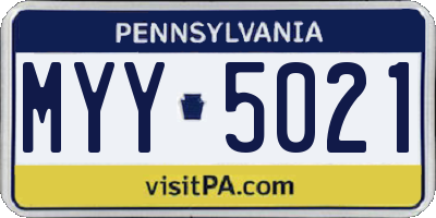 PA license plate MYY5021