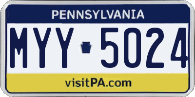 PA license plate MYY5024