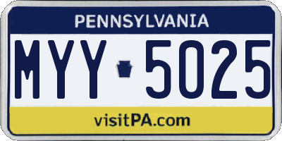 PA license plate MYY5025