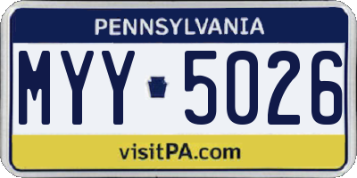 PA license plate MYY5026