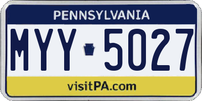PA license plate MYY5027