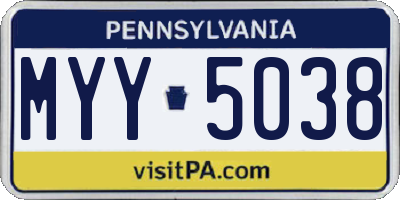 PA license plate MYY5038