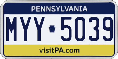 PA license plate MYY5039