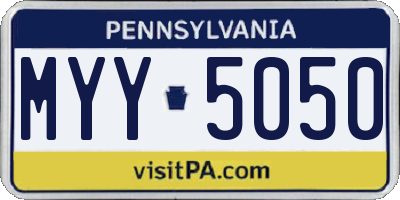PA license plate MYY5050