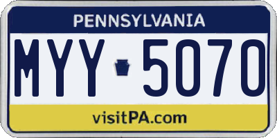PA license plate MYY5070