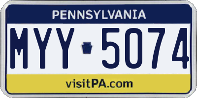 PA license plate MYY5074