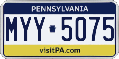 PA license plate MYY5075