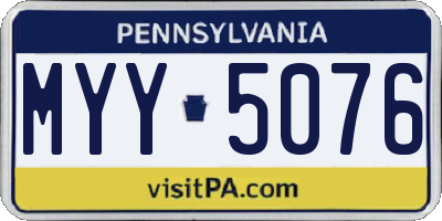 PA license plate MYY5076