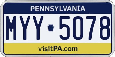 PA license plate MYY5078
