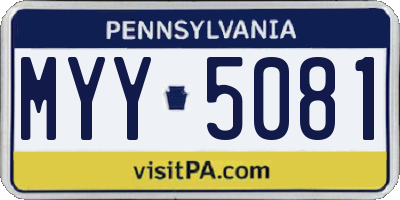 PA license plate MYY5081