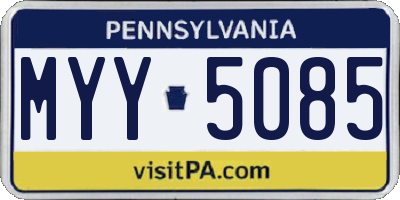 PA license plate MYY5085