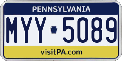 PA license plate MYY5089