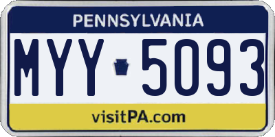 PA license plate MYY5093