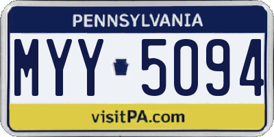 PA license plate MYY5094