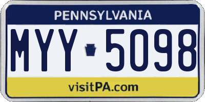 PA license plate MYY5098