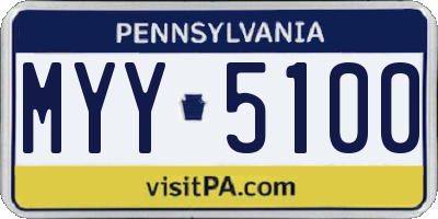 PA license plate MYY5100