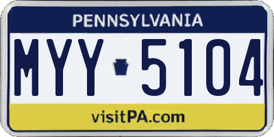 PA license plate MYY5104