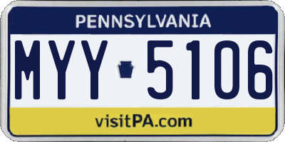 PA license plate MYY5106