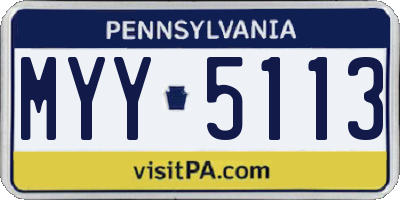 PA license plate MYY5113