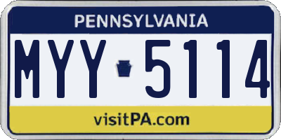 PA license plate MYY5114