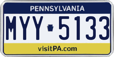 PA license plate MYY5133