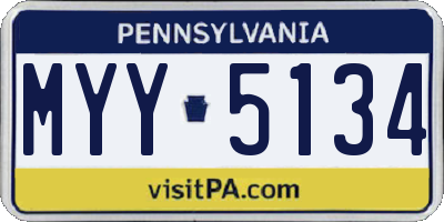 PA license plate MYY5134