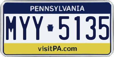 PA license plate MYY5135